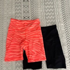 Old Navy Coral Zebra Print and Black Bike Shorts